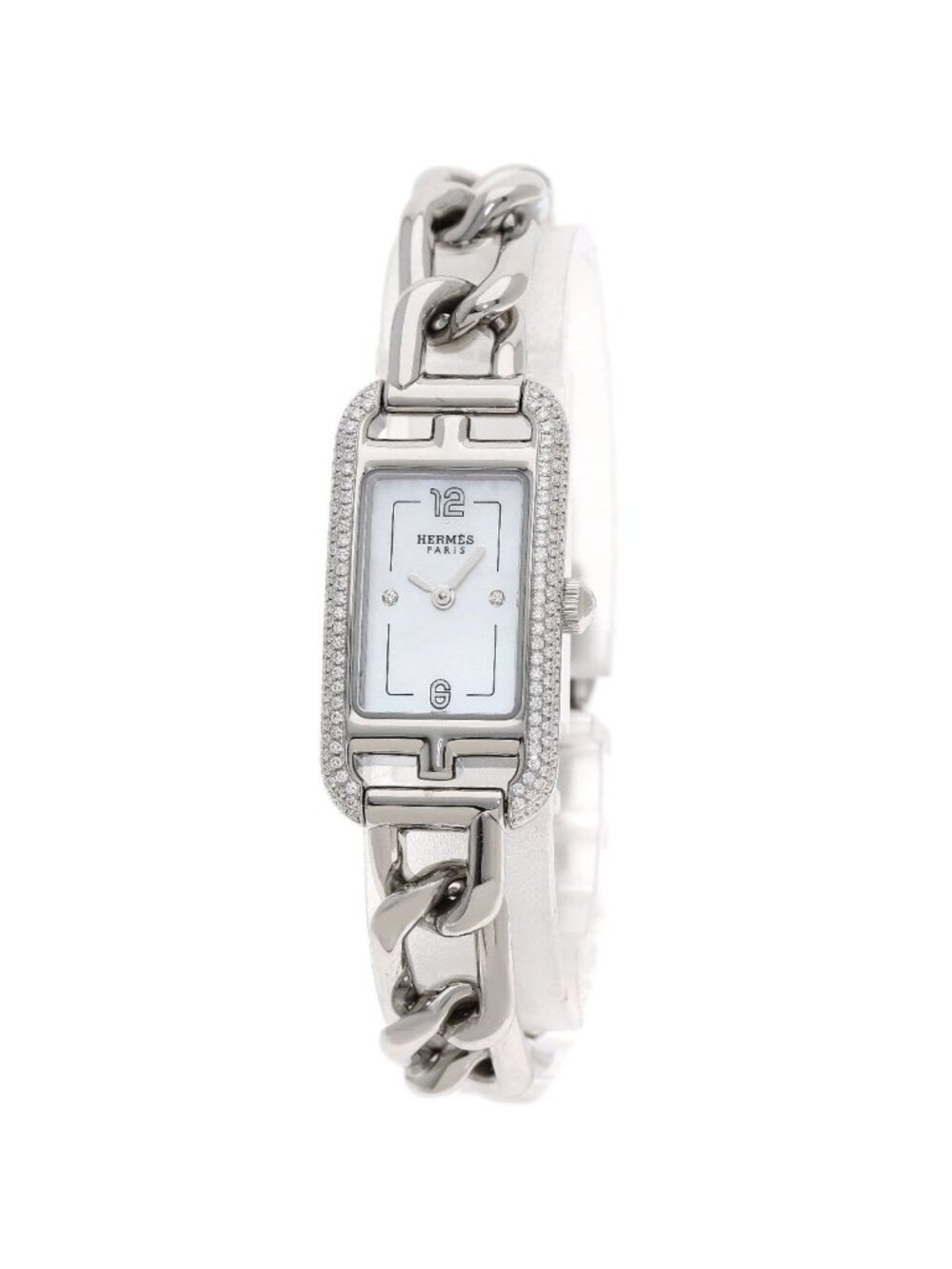 Hermes Nantucket Diamond Watch SS
